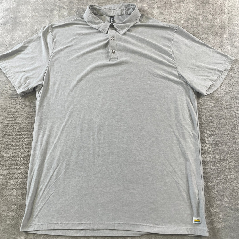 Vuori Strato Tech Polo Shirt Mens XL Gray Performance Light Preppy Casual V188